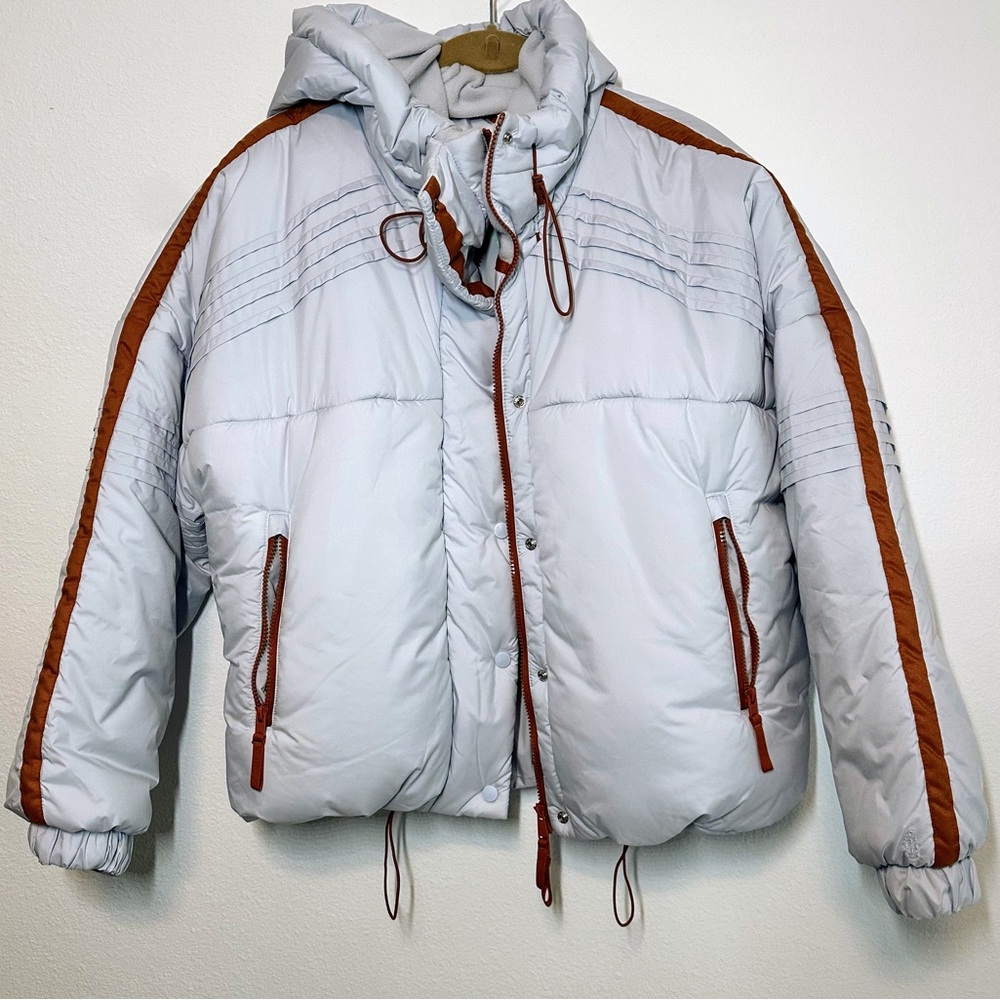 Free People Light Blue and Brown Puffer Jacket - Picture 2 of 9
